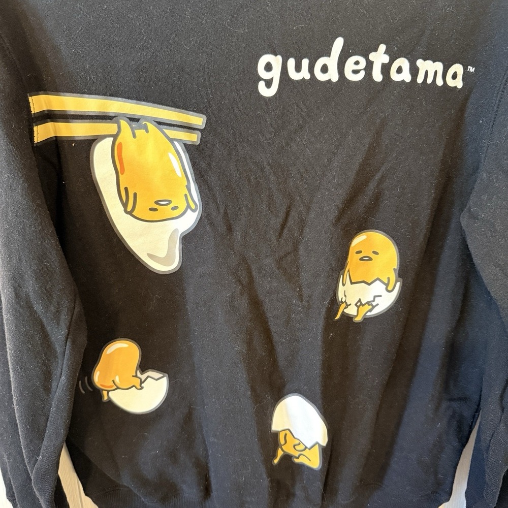 Gudetama by Sanrio Black Lazy Egg Sweatshirt Size Small - Picture 2 of 5